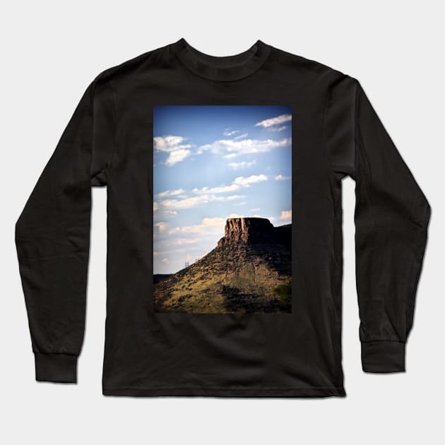 Butte with Blue Sky Long Sleeve T-Shirt by heidiannemorris